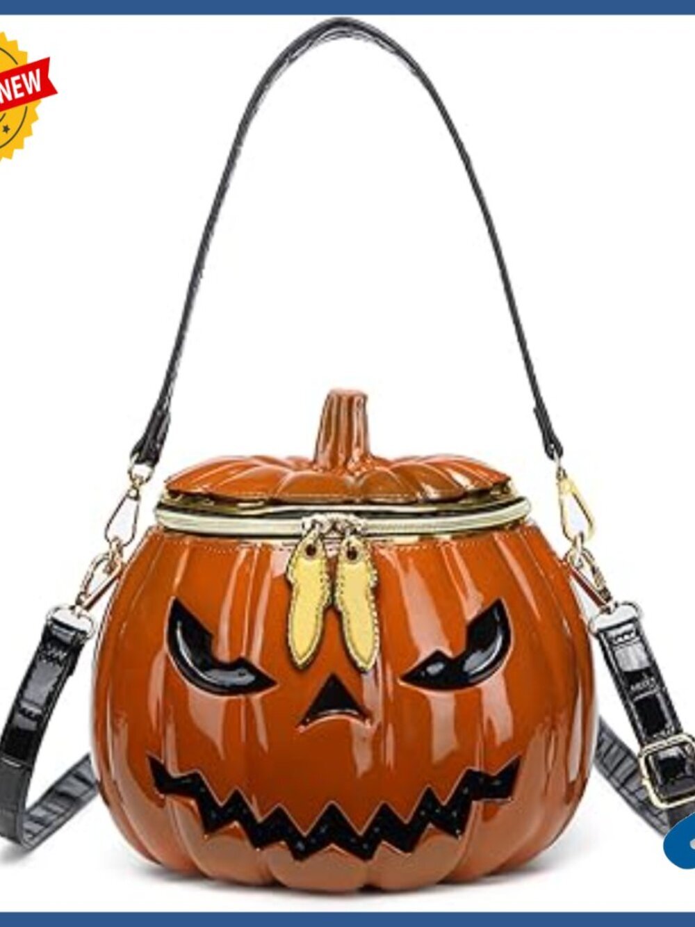 Pumpkin-Shaped Crossbody Bag with Adjustable Strap, 3 Pockets
